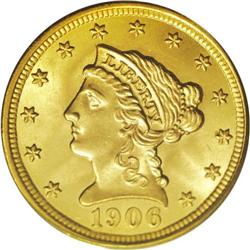 1906 $2 1/2 MS66 PCGS. This expertly preserved Gem dis 