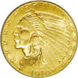 1910 $2 1/2 MS65 PCGS. Rich orange toning graces the r 