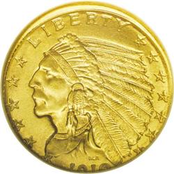1910 $2 1/2 Indian Quarter Eagle--Struck 5% Off Center 