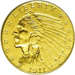 1911-D $2 1/2 AU58 ANACS. A khaki-gold example with su 