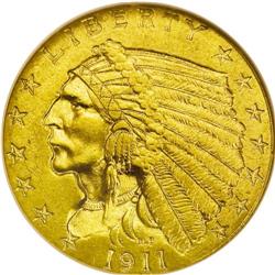 1911-D $2 1/2 MS61 NGC. An impressive key date example 