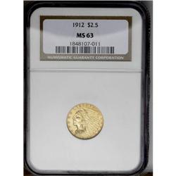 1912 $2 1/2 MS63 NGC. The bright straw-gold surfaces h 