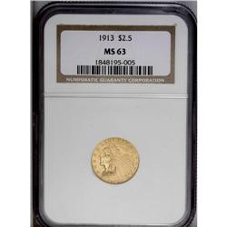1913 $2 1/2 MS63 NGC. The strike is exceptionally deep 