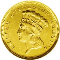 1874 $3 AU58 NGC. The extremely light highpoint rub vi 