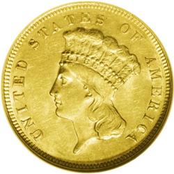 1878 $3 MS60 NGC. An average strike with decent, but s 