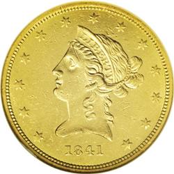 1841 $10 AU58 NGC. This issue, like some of the 1842 c 
