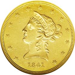 1841 $10 AU58 NGC. Most certified examples of this sel 