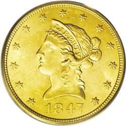 1847 $10 MS62 PCGS. The most common of the No Motto ea 