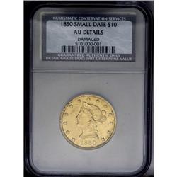 1850 $10 Small Date--Damaged--NCS. AU Details. The 185 