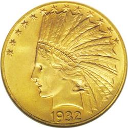 1932 $10 MS64 ANACS. Bright and colorful, with pale ir 