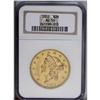1852 $20 AU55 NGC. Traces of highpoint wear keep this 