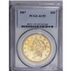 Image 1 : 1867 $20 AU55 PCGS. Though lightly circulated with han 