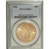 1896 $20 MS63 PCGS. The amber surfaces are tinged with 