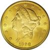 1898-S $20 MS64 PCGS. A bright lemon-gold near-Gem, fi 