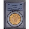 1907 $20 MS63 PCGS. The Liberty Head design, sharply s 