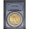 1924 $20 MS65 PCGS. An intense lemon-yellow coin with 