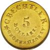 Image 1 : 1834 $5 C.Bechtler Five Dollar, 140 G., RUTHERFORD, Pl 