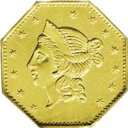 1853 $1 Liberty Octagonal 1 Dollar, BG-530, R.2, AU58 