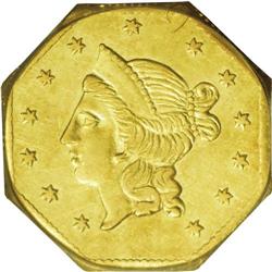 1854 $1 Liberty Octagonal 1 Dollar, BG-532, Low R.4, A 