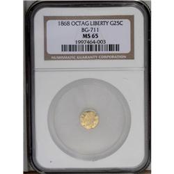 1868 25C Liberty Octagonal 25 Cents, BG-711, R.4, MS65 