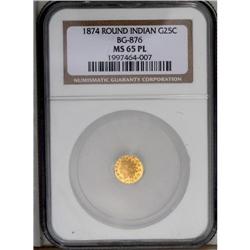 1874 25C BG-876 MS65 NGC. A deeply reflective and some 