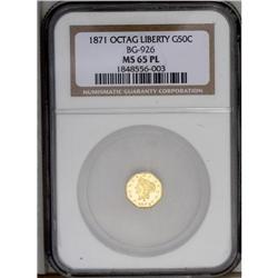 1871 50C Liberty Octagonal 50 Cents, BG-926, High R.6, 