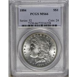 1884 S$1 MS66 PCGS. Light frost highlights the clean d 