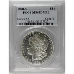 1888-S S$1 MS63 Deep Mirror Prooflike PCGS. Deeply ref 