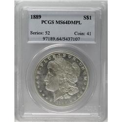 1889 S$1 MS64 Deep Mirror Prooflike PCGS. Light accent 