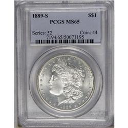 1889-S S$1 MS65 PCGS. An untoned and lustrous Gem with 