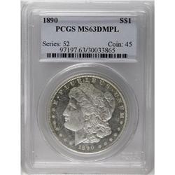 1890 S$1 MS63 Deep Mirror Prooflike PCGS. This piece e 