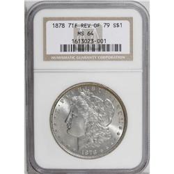 1878 7TF $1 Reverse of 1879 MS64 NGC. Choice and lustr 