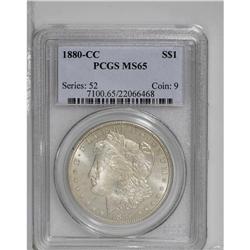 1880-CC S$1 MS65 PCGS. The obverse''s pale golden pati 