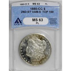 1880-CC S$1 8 Over High 7 MS63 Prooflike ANACS. VAM-5. 