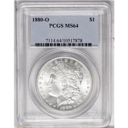 1880-O S$1 MS64 PCGS. Great luster and a worthy strike 
