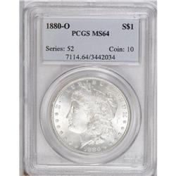 1880-O S$1 MS64 PCGS. The obverse surfaces are brillia 