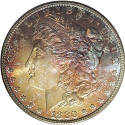 1880-S S$1 MS66 PCGS. Exquisitely toned on the obverse 