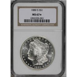 1880-S S$1 MS67 S NGC. Untoned with frosty-white lust 