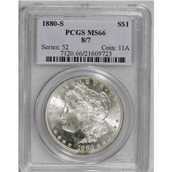 1880-S S$1 8 Over 7 MS66 PCGS. VAM-8. A Top 100 Variet 