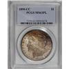 1890-CC S$1 MS63 Prooflike PCGS. Thin gold and red-vio 