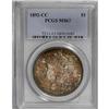 1892-CC S$1 MS63 PCGS. Red-orange and blue-violet toni 
