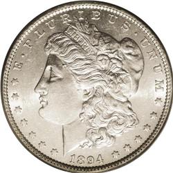 1894 S$1 AU55 PCGS. An untoned slider of this well kno 