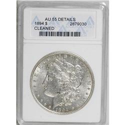 1894 S$1 --Cleaned--ANACS. AU55 Details. A lightly worn 