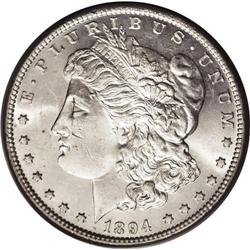 1894 S$1 MS63 PCGS. This ''94-P Morgan is completely b 