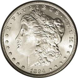 1894-O S$1 MS63 PCGS. The satiny surfaces offer brilli 