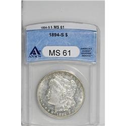 1894-S S$1 MS61 ANACS. The hazy fields have somewhat r 