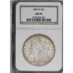 1895-O S$1 AU55 NGC. Traces of highpoint wear have lit 