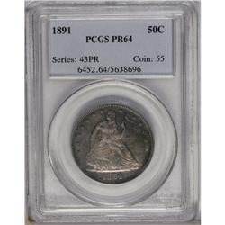 1891 50C PR64 PCGS. From a tiny mintage of only 600 pr 
