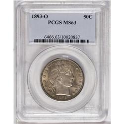 1893-O 50C MS63 PCGS. Deep olive, sienna, and plum pat 