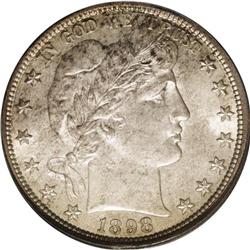 1898-S 50C MS64 PCGS. Speckled gray-gold and an underc 
